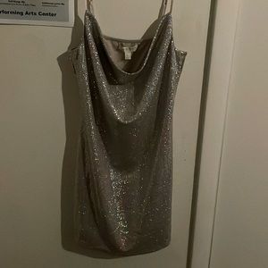THIRTY/THIRTY sparkly cowl neckline cocktail dress